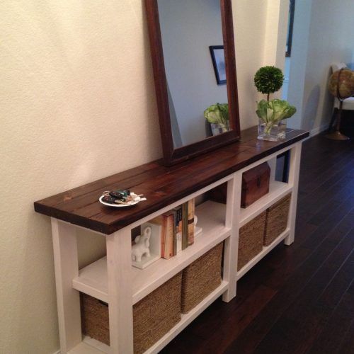 Natural Wood Mirrored Media Console Tables (Photo 5 of 20)