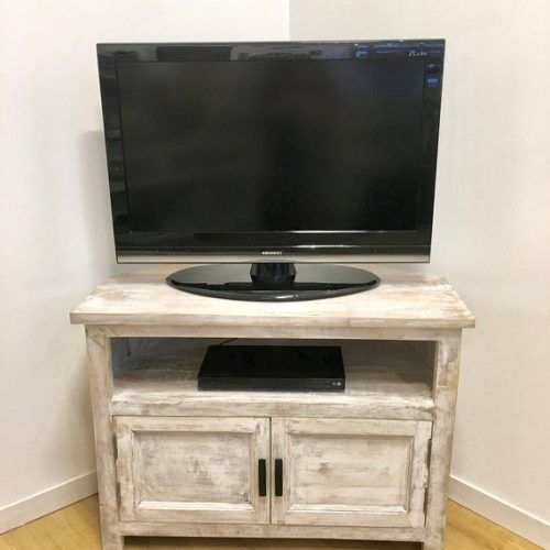 Wood Corner Storage Console Tv Stands For Tvs Up To 55" White (Photo 9 of 20)