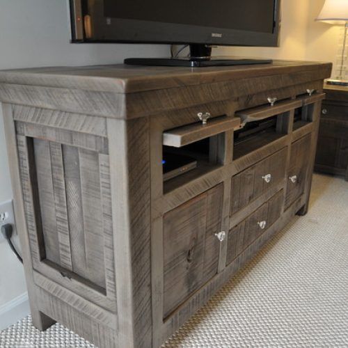 Modern Farmhouse Fireplace Credenza Tv Stands Rustic Gray Finish (Photo 18 of 20)
