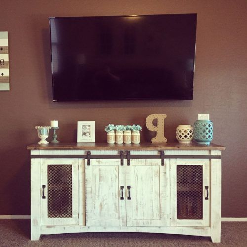 Rustic Grey Tv Stand Media Console Stands For Living Room Bedroom (Photo 13 of 20)