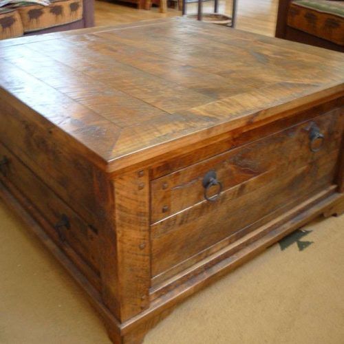 Rustic Square Coffee Table With Storage (Photo 1 of 20)