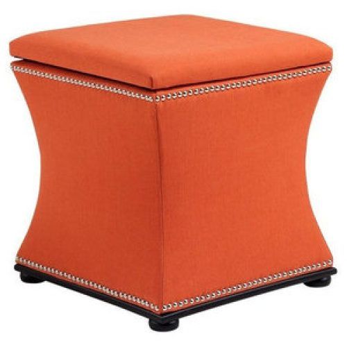 Caramel Leather And Bronze Steel Tufted Square Ottomans (Photo 10 of 20)