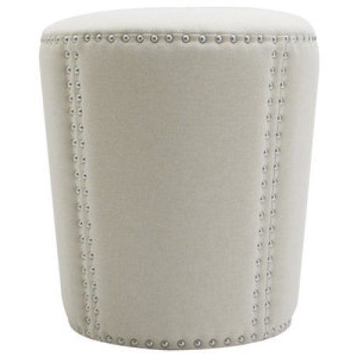 Gray And Beige Trellis Cylinder Pouf Ottomans (Photo 17 of 20)
