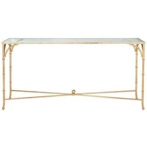 Antiqued Gold Rectangular Console Tables (Photo 7 of 20)