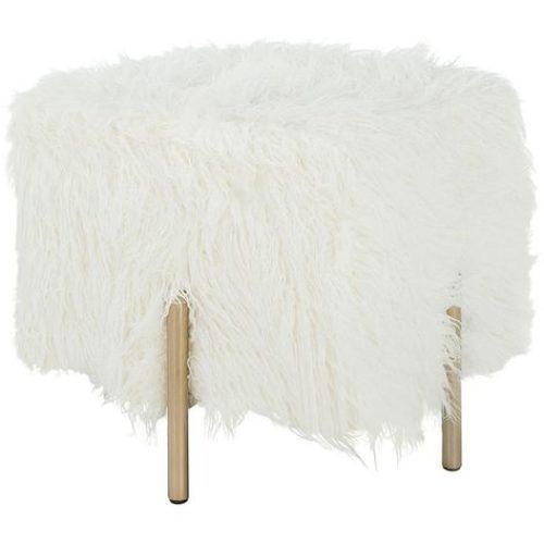 Charcoal Brown Faux Fur Square Ottomans (Photo 4 of 20)
