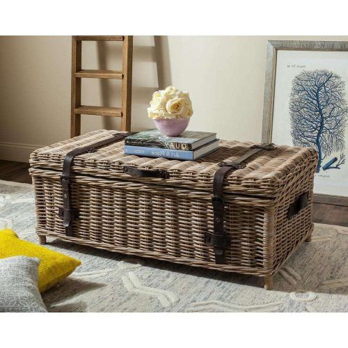 Coffee Table With Wicker Basket Storage (Photo 17 of 20)