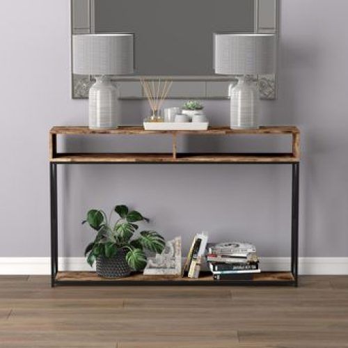Brown Wood And Steel Plate Console Tables (Photo 15 of 20)