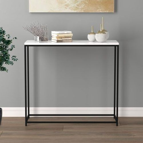 Faux White Marble And Metal Console Tables (Photo 9 of 20)