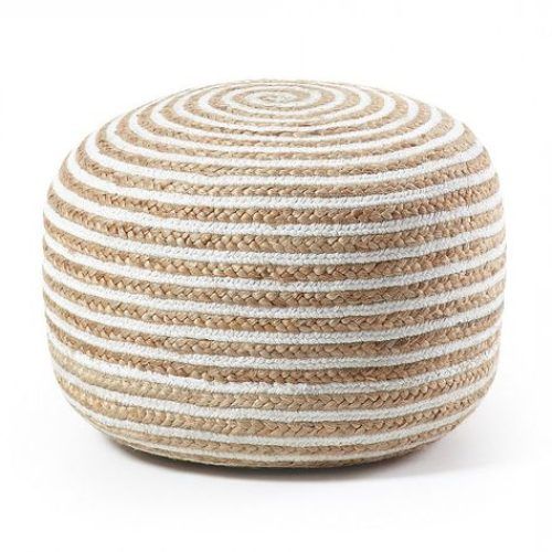 White And Light Gray Cylinder Pouf Ottomans (Photo 11 of 20)