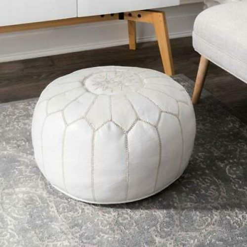 Weathered Gold Leather Hide Pouf Ottomans (Photo 4 of 20)