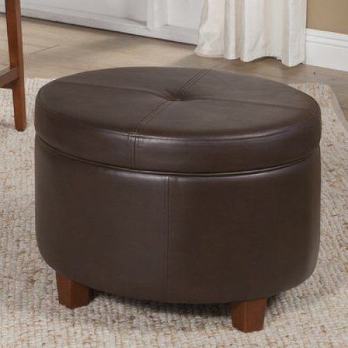 Light Gray Tufted Round Wood Ottomans With Storage (Photo 3 of 20)