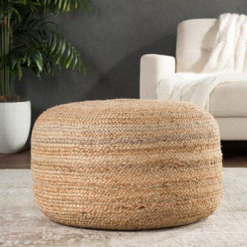 White Solid Cylinder Pouf Ottomans (Photo 3 of 20)