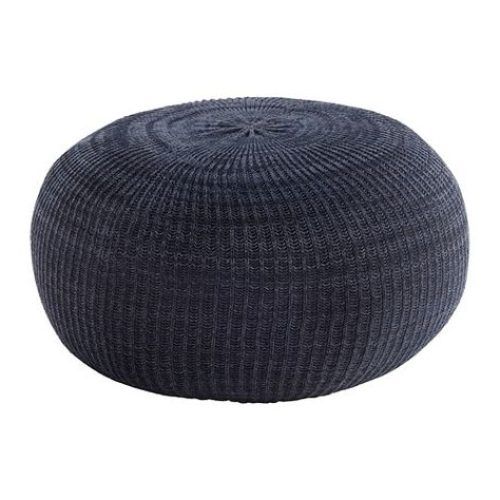 Dark Blue And Navy Cotton Pouf Ottomans (Photo 18 of 20)