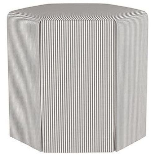 White And Light Gray Cylinder Pouf Ottomans (Photo 19 of 20)