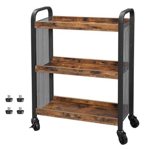 Large Rolling Tv Stands On Wheels With Black Finish Metal Shelf (Photo 4 of 20)
