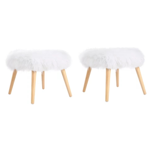 White Faux Fur And Gold Metal Ottomans (Photo 16 of 20)