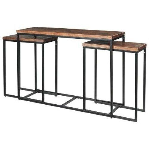 Black And Oak Brown Console Tables (Photo 9 of 20)