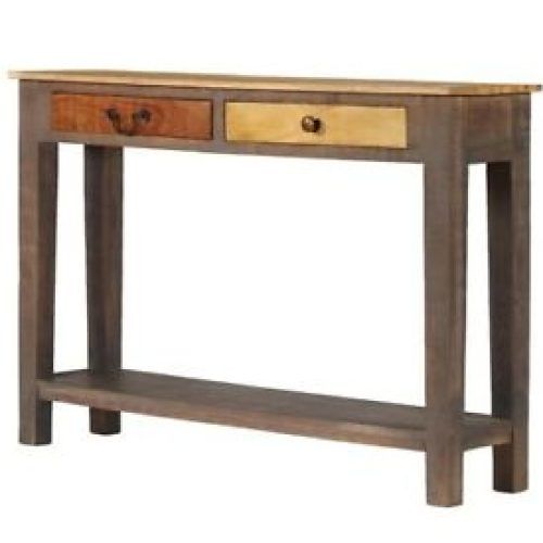 Vintage Gray Oak Console Tables (Photo 9 of 20)