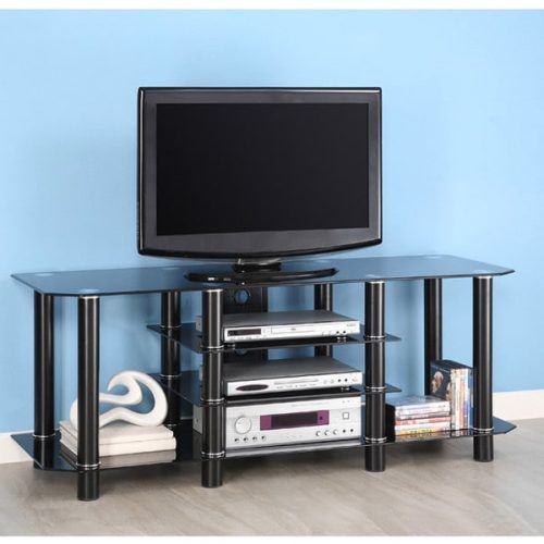 Modern Black Floor Glass Tv Stands For Tvs Up To 70 Inch (Photo 6 of 20)