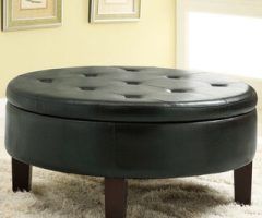 20 The Best Round Gold Faux Leather Ottomans with Pull Tab