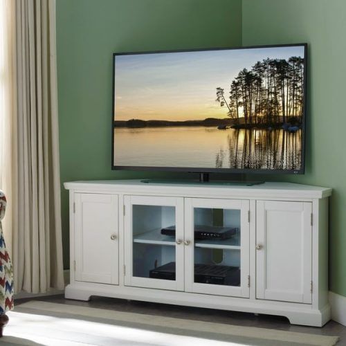 Wood Corner Storage Console Tv Stands For Tvs Up To 55" White (Photo 13 of 20)