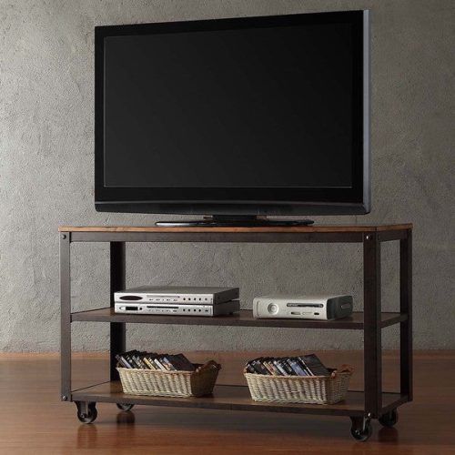 Modern Black Tv Stands On Wheels With Metal Cart (Photo 5 of 20)