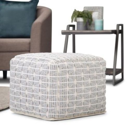 Gray And Beige Solid Cube Pouf Ottomans (Photo 9 of 12)