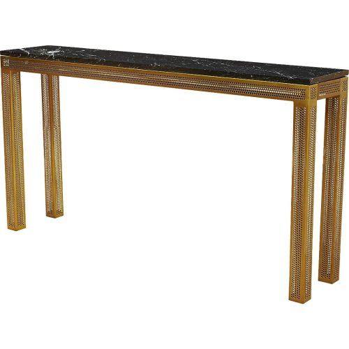 Parsons Travertine Top & Brass Base 48X16 Console Tables (Photo 4 of 20)