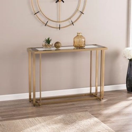 Walnut Wood And Gold Metal Console Tables (Photo 9 of 20)