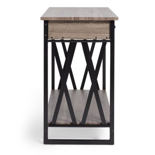 Mix Leather Imprint Metal Frame Console Tables (Photo 11 of 20)