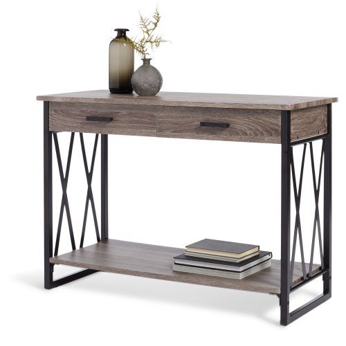Mix Leather Imprint Metal Frame Console Tables (Photo 4 of 20)