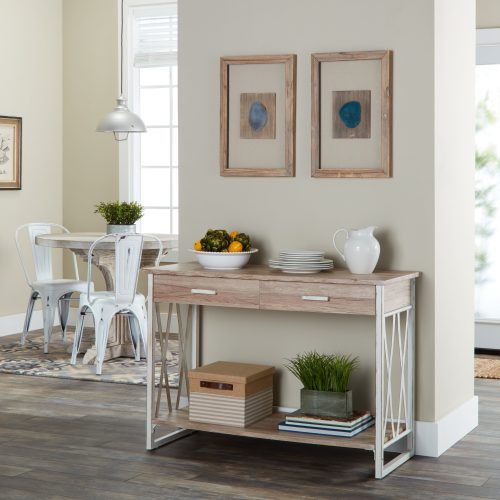 Mix Leather Imprint Metal Frame Console Tables (Photo 19 of 20)