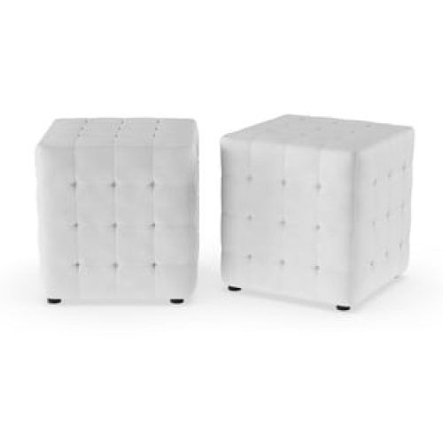 Black And Ivory Solid Cube Pouf Ottomans (Photo 17 of 20)