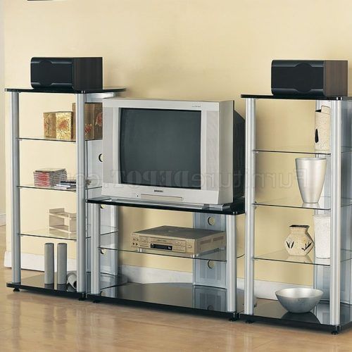 Modern Black Tv Stands On Wheels With Metal Cart (Photo 14 of 20)