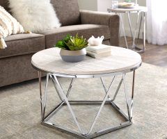 20 Best Silver Orchid Henderson Faux Stone Silvertone Round Coffee Tables