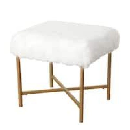White Faux Fur And Gold Metal Ottomans (Photo 18 of 20)