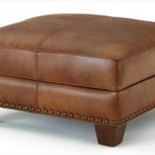 Camber Caramel Leather Ottomans (Photo 5 of 20)