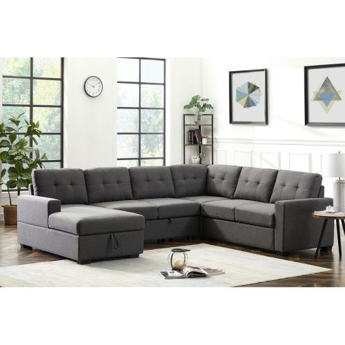 U-Shaped Sectional Sofa With Pull-Out Bed (Photo 12 of 20)
