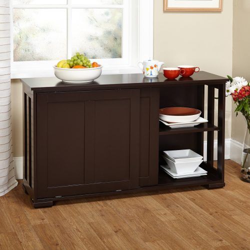 Contemporary Style Wooden Buffets With Two Side Door Storage Cabinets (Photo 1 of 20)