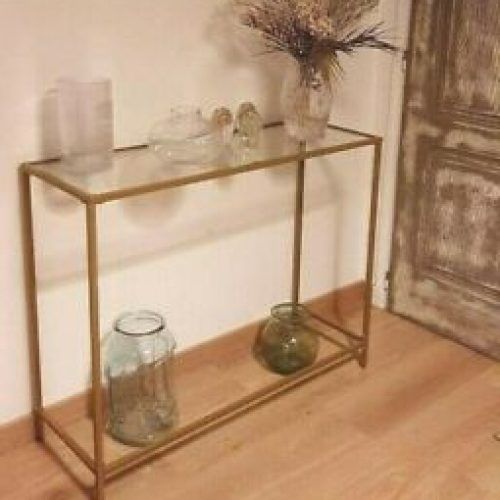 Geometric Glass Top Gold Console Tables (Photo 13 of 20)