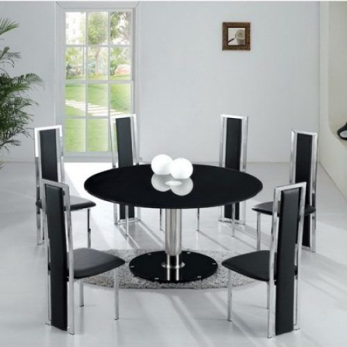 Round Black Glass Dining Tables And Chairs (Photo 7 of 20)