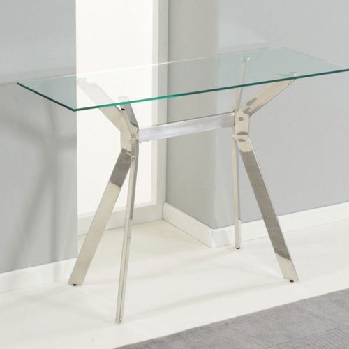 Elke Glass Console Tables With Brass Base (Photo 12 of 20)
