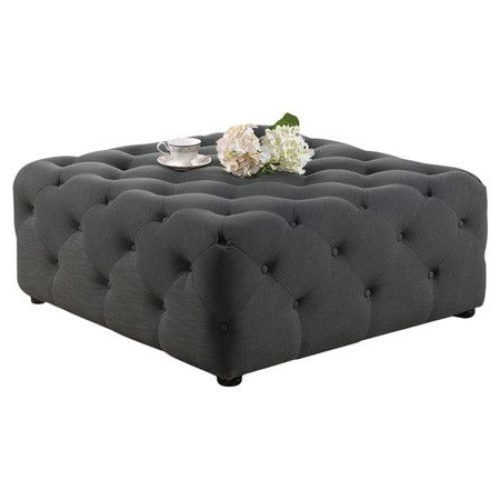 Gray Tufted Cocktail Ottomans (Photo 6 of 20)