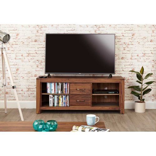 Tv Stands With 2 Open Shelves 2 Drawers High Gloss Tv Unis (Photo 7 of 20)