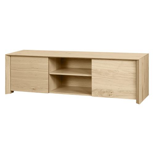 Oak & Brass Stacking Media Console Tables (Photo 5 of 20)