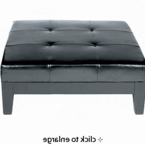 Black Leather And Gray Canvas Pouf Ottomans (Photo 18 of 20)