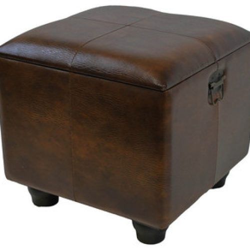 Brown Leather Square Pouf Ottomans (Photo 7 of 20)
