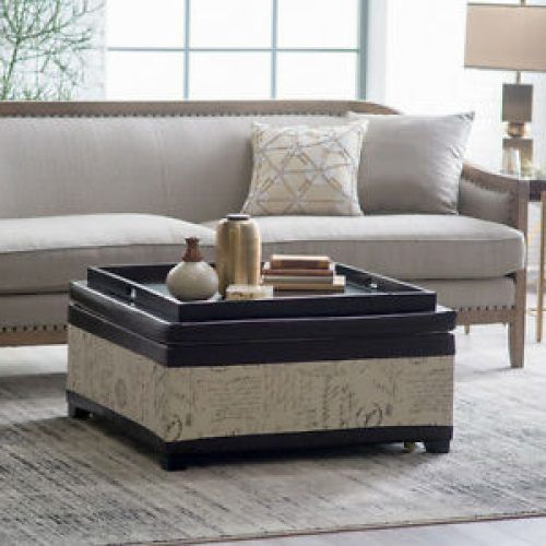French Linen Black Square Ottomans (Photo 17 of 20)