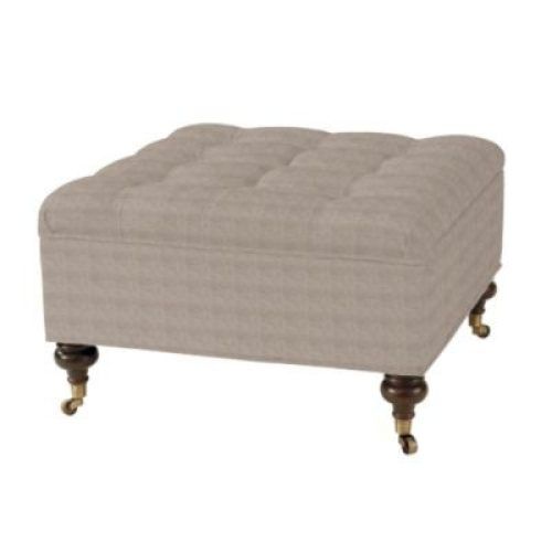 White And Blush Fabric Square Ottomans (Photo 4 of 20)