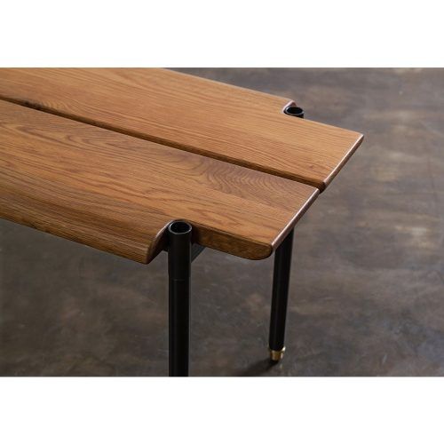Oak & Brass Stacking Media Console Tables (Photo 18 of 20)